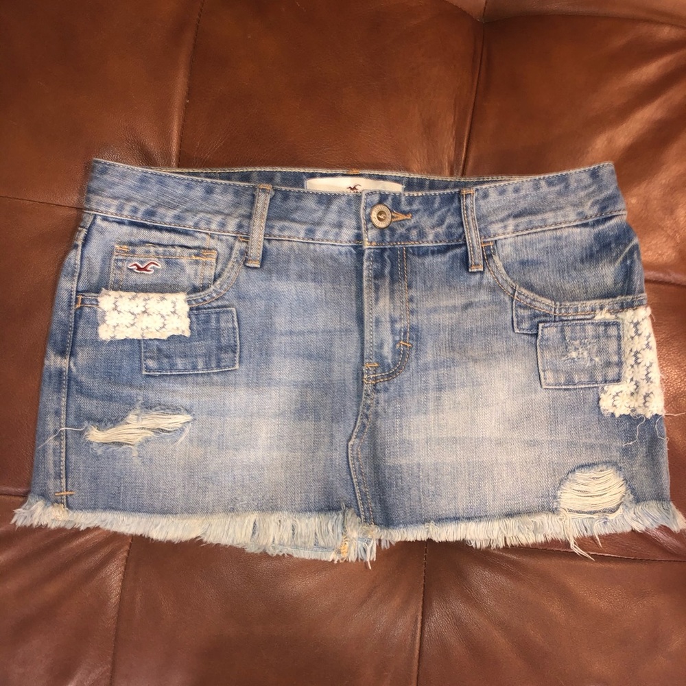 Hollister Distressed Jean Mini Skirt